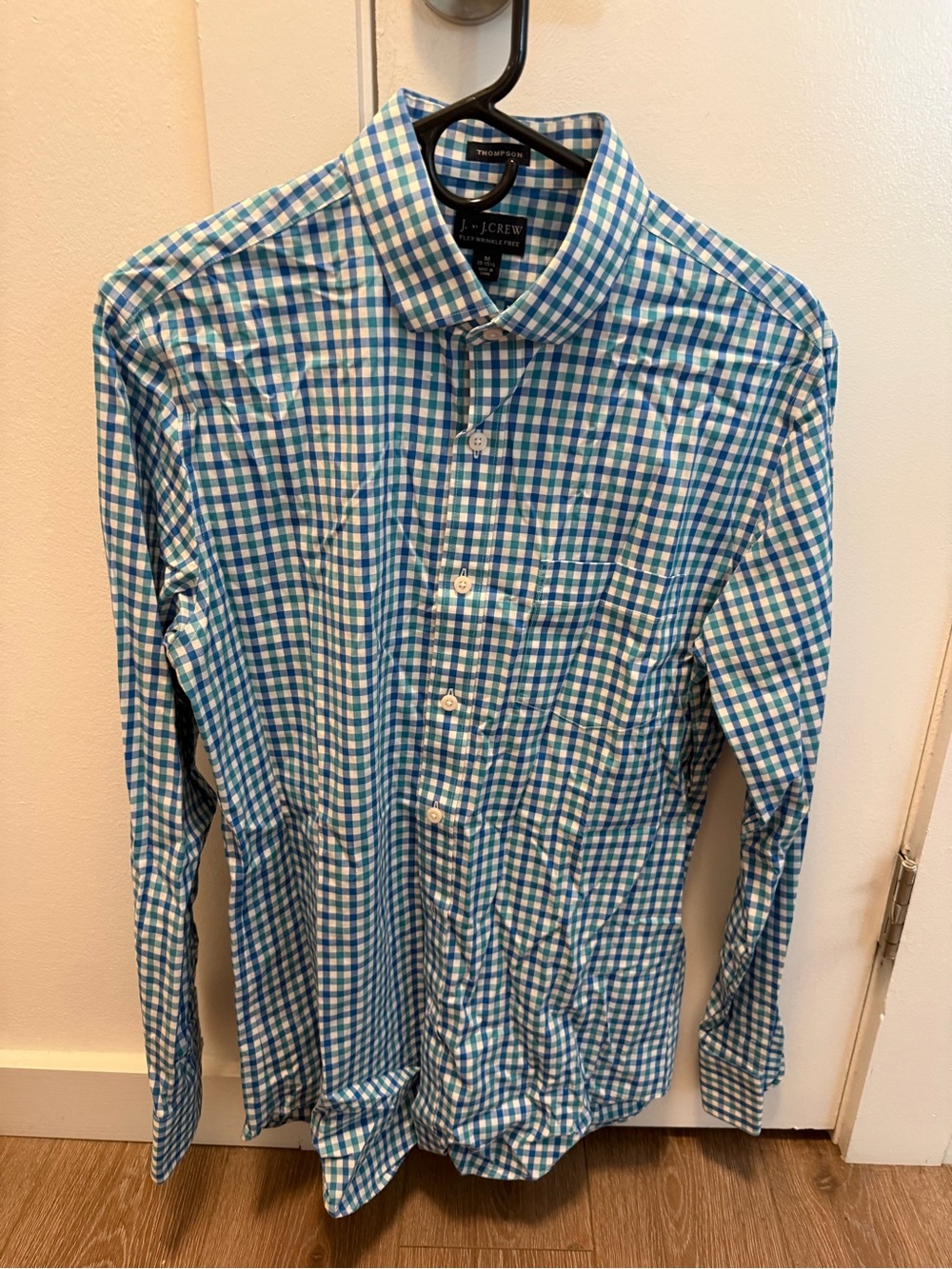 J. Crew Men’s Blue and White Gingham Button-Down Shirt